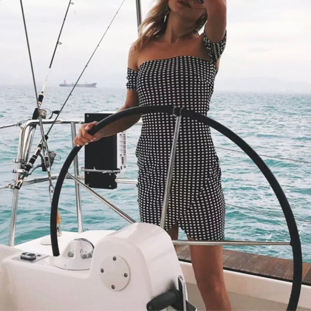 ❤️❤️❤️ Gingham Black White Dress Preppy - Picture 7 of 8